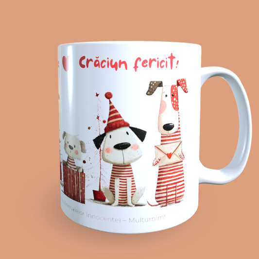 Cană caritabilă de Crăciun „Pentru noi, acasă începe cu tine”