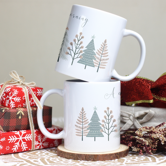 Cană ceramică personalizată „A drop of magic every morning” – 330 ml, albă