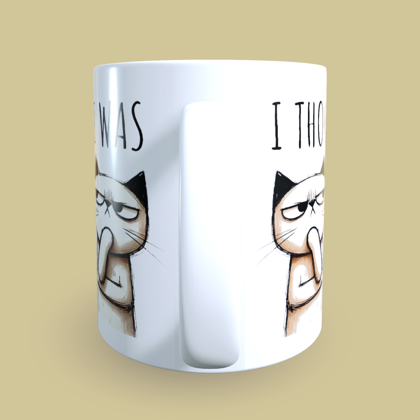 Cană ceramică personalizată „Credeam că sunt doar într-o pasă proastă dar se pare că așa sunt de ani de zile” – 330 ml, albă