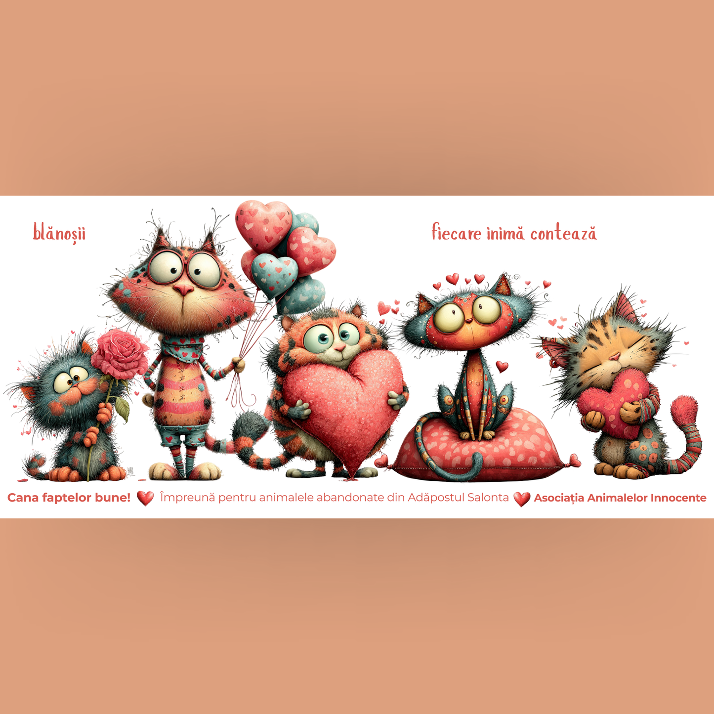 Cană caritabilă „Fiecare inimă contează” – susține animalele abandonate