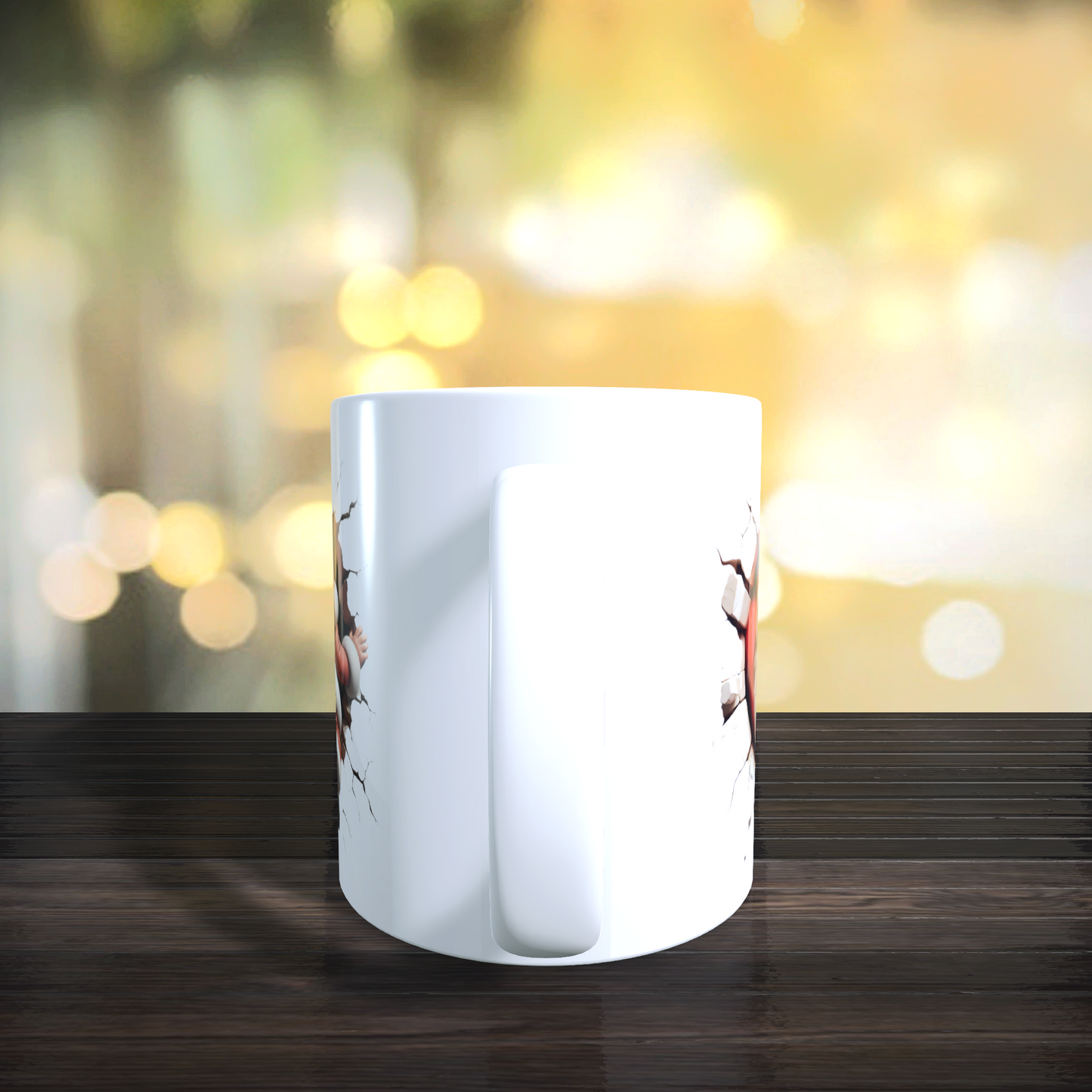 Cană ceramică personalizată „Moș Crăciun 3D” V1 – 330 ml, albă