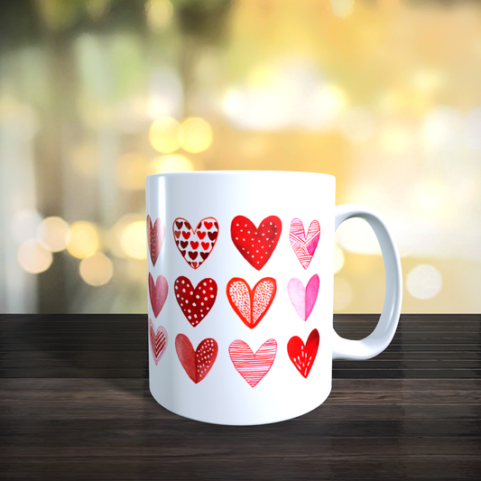 Cană Personalizată Valentine's Day Inimioare Watercolor – Cadou Romantic 330ml