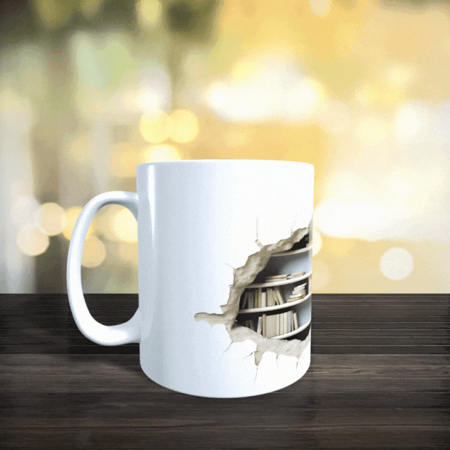 Cană ceramică personalizată „Biblioteca secretă” – 330 ml, albă