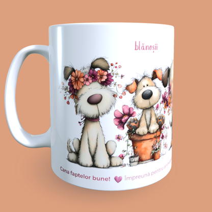 Cană caritabilă „Iubesc necondiționat” – Blănoșii florali