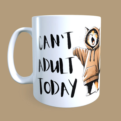 Cană ceramică personalizată „Azi nu vreau să fiu adult” – 330 ml, albă