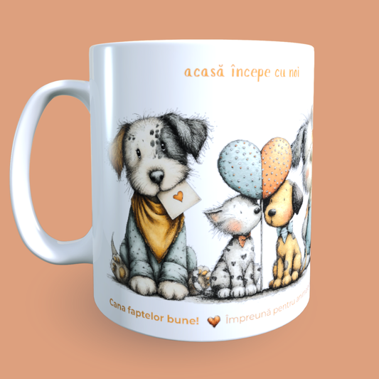 Cană caritabilă „Acasă începe cu noi” – Blănoșii inimioși