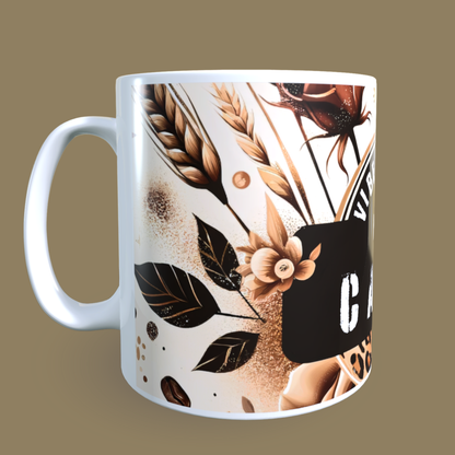 Cană ceramică personalizată „Vibe-ul de azi: Multă cafea” – 330 ml, albă