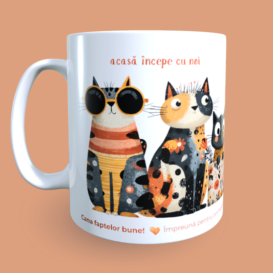 Cană caritabilă „Acasă începe cu noi” – Blănoșii cu povești