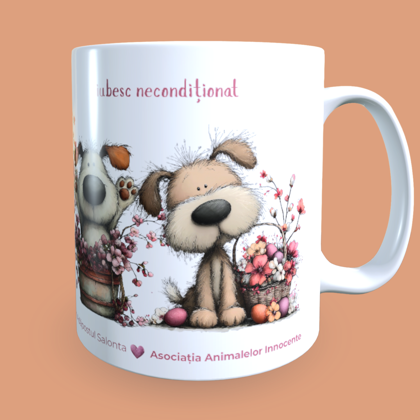 Cană caritabilă „Iubesc necondiționat” – Blănoșii florali
