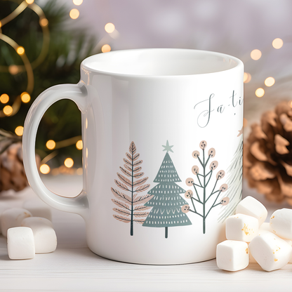 Cană ceramică personalizată „Fă-ți timp pentru bucuriile simple” – 330 ml, albă