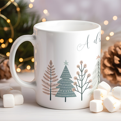 Cană ceramică personalizată „A drop of magic every morning” – 330 ml, albă