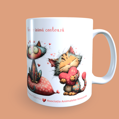 Cană caritabilă „Fiecare inimă contează” – susține animalele abandonate