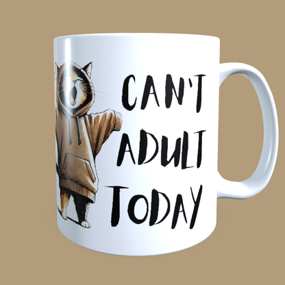 Cană ceramică personalizată „Azi nu vreau să fiu adult” – 330 ml, albă