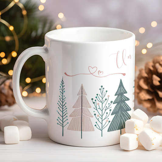 Cană ceramică personalizată „Un Crăciun mai dulce cu tine” – 330 ml, albă