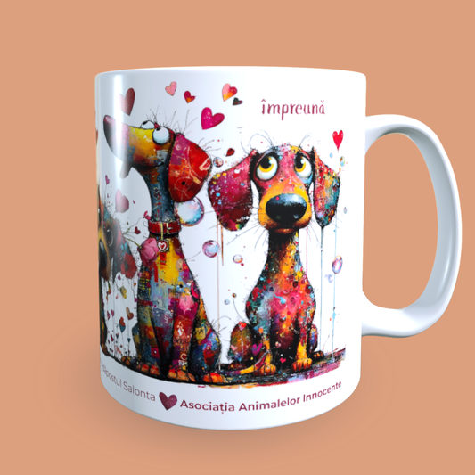 Cană caritabilă „Blănoșii, împreună” – susține animalele abandonate