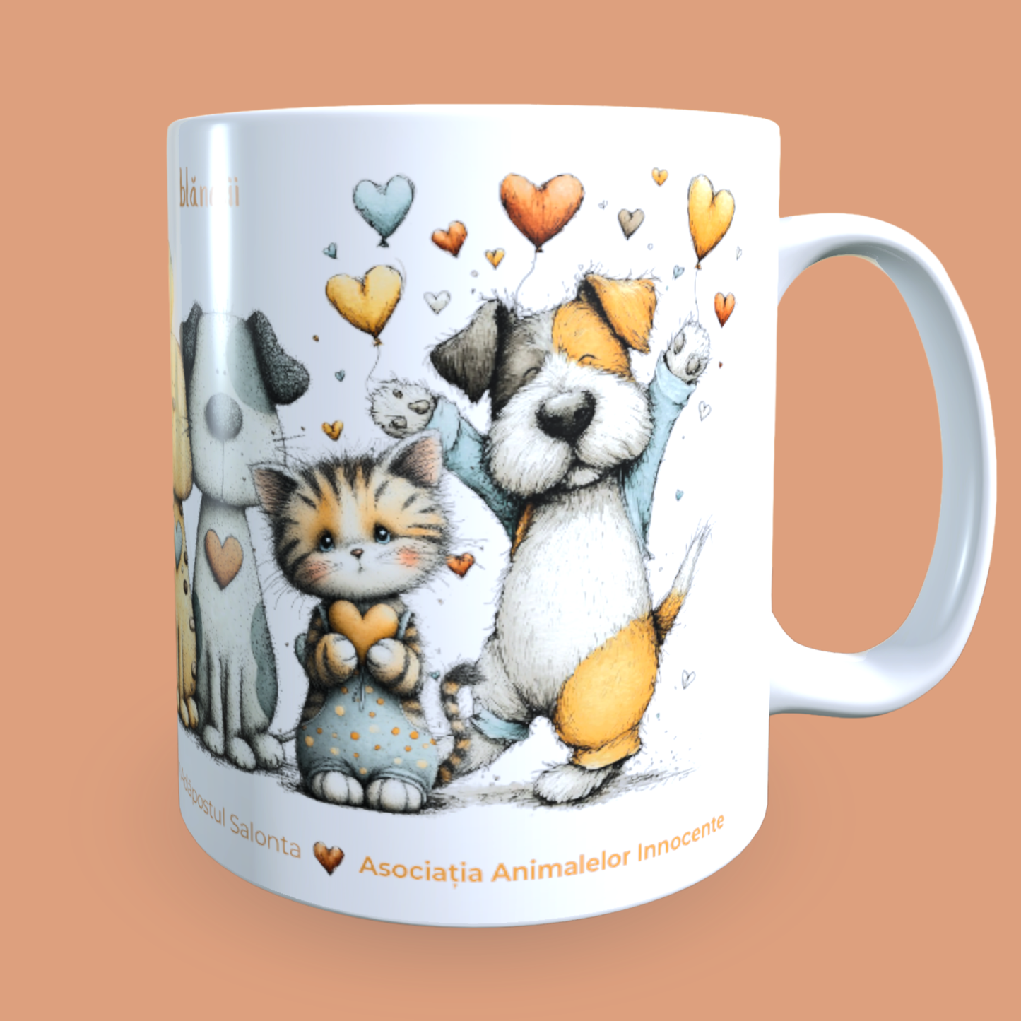 Cană caritabilă „Acasă începe cu noi” – Blănoșii inimioși