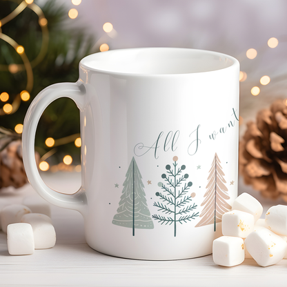 Cană ceramică personalizată „All I want for Christmas is You” – 330 ml, albă