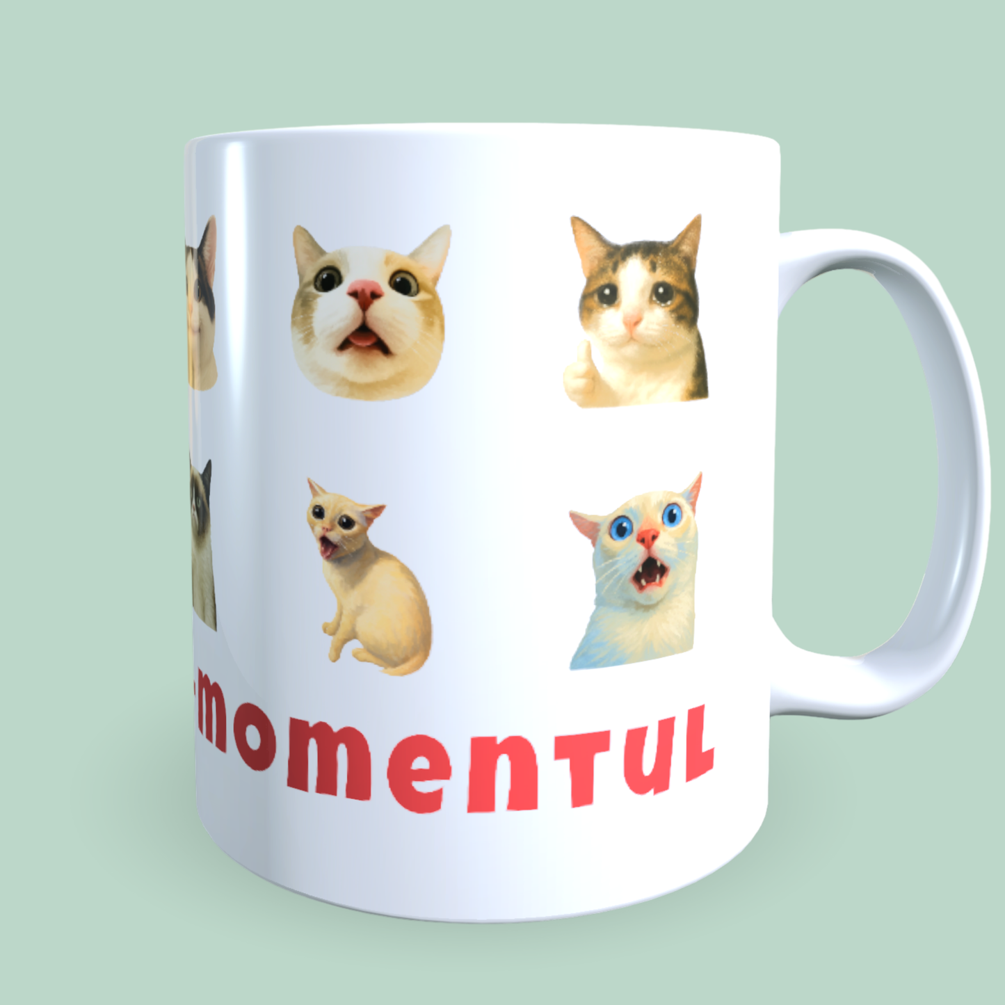 Cană Pisici Meme „Trăiește pisi-momentul” – Grumpy Cat, Banana Cat, Funny Cats, 330 ml