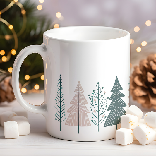 Cană ceramică personalizată „Pădurea magică” – 330 ml, albă