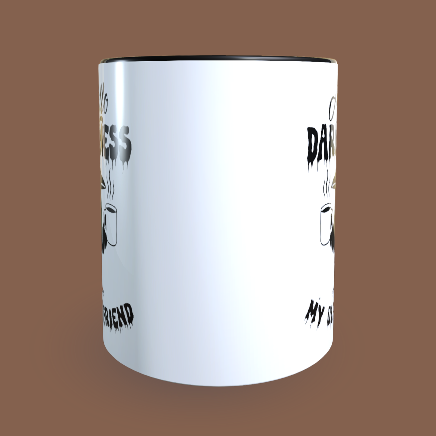 Cană ceramică personalizată „Hello darkness my old friend” – 330 ml, albă