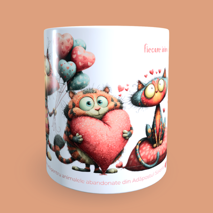Cană caritabilă „Fiecare inimă contează” – susține animalele abandonate
