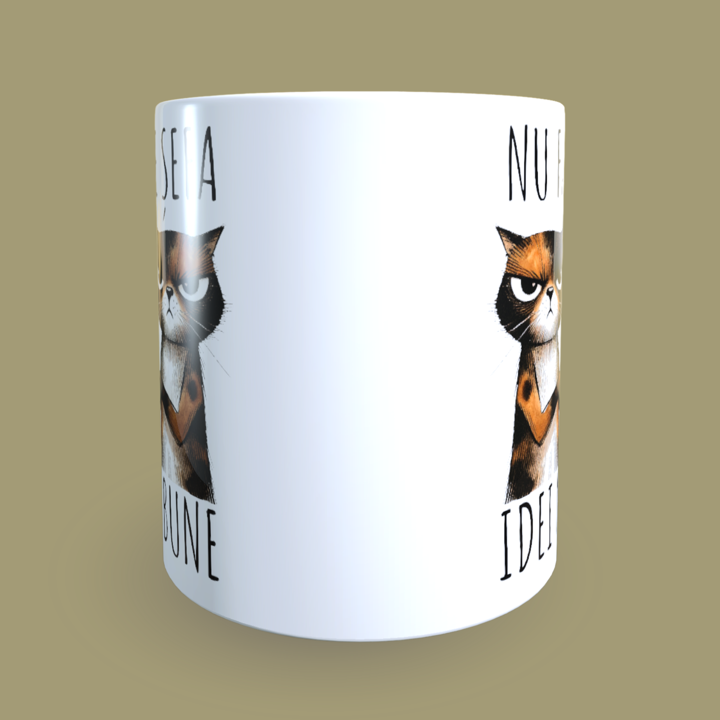 Cană ceramică personalizată „Nu fac pe șefa, doar am idei mai bune” – 330 ml, albă