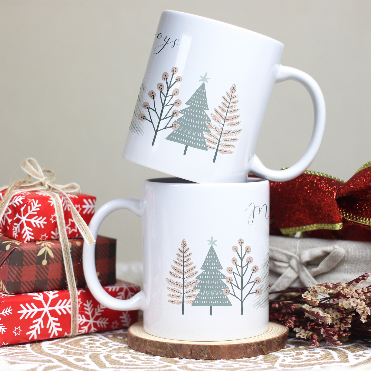 Cană ceramică personalizată „Make time for the simple joys” – 330 ml, albă