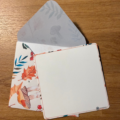 Cană ceramică personalizată „Frunze de toamnă și ciupercuțe” – 330 ml, albă, felicitare cadou!