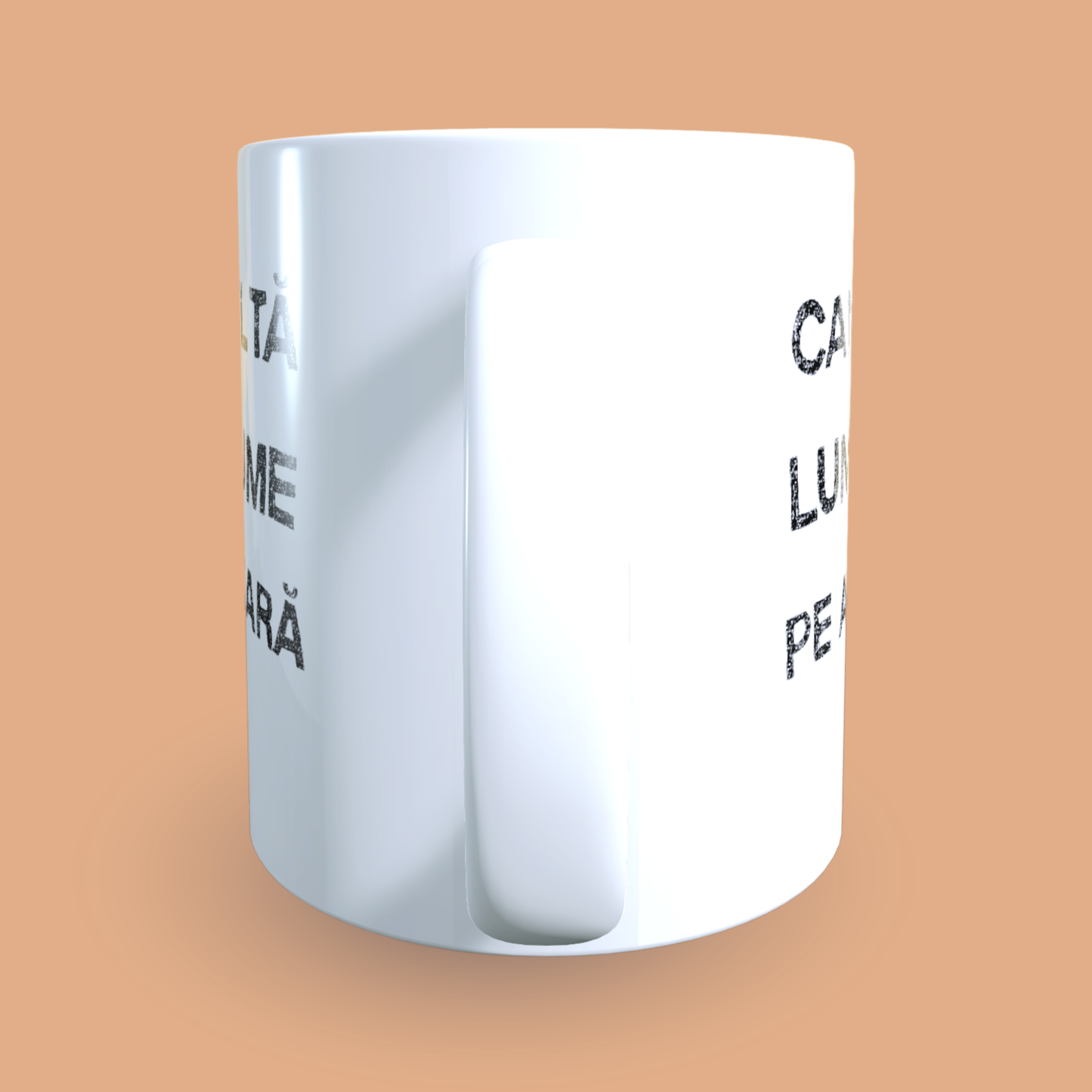 Cană ceramică personalizată „Cam multă lume pe afară” – 330 ml, albă