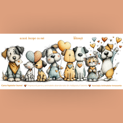 Cană caritabilă „Acasă începe cu noi” – Blănoșii inimioși