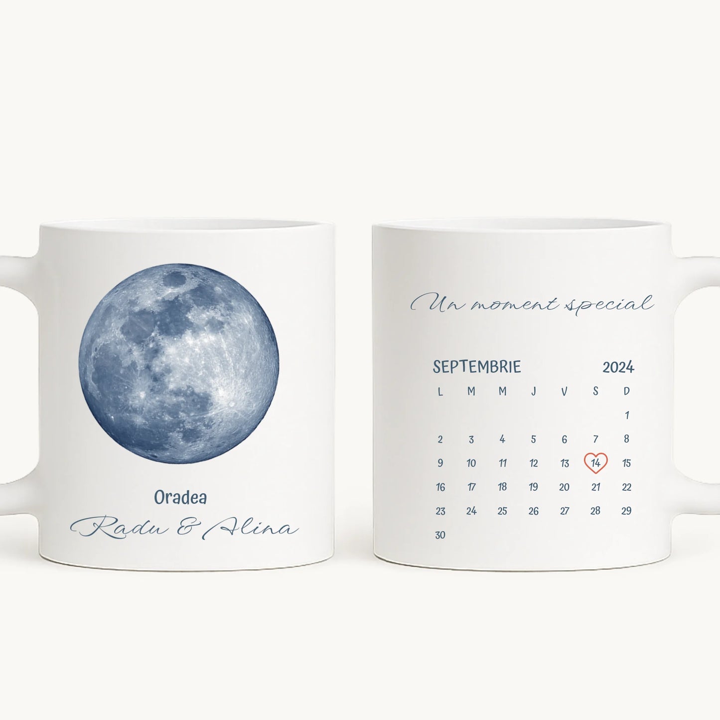 Momente sub lună 🌕 – cană personalizată (lună albastră)