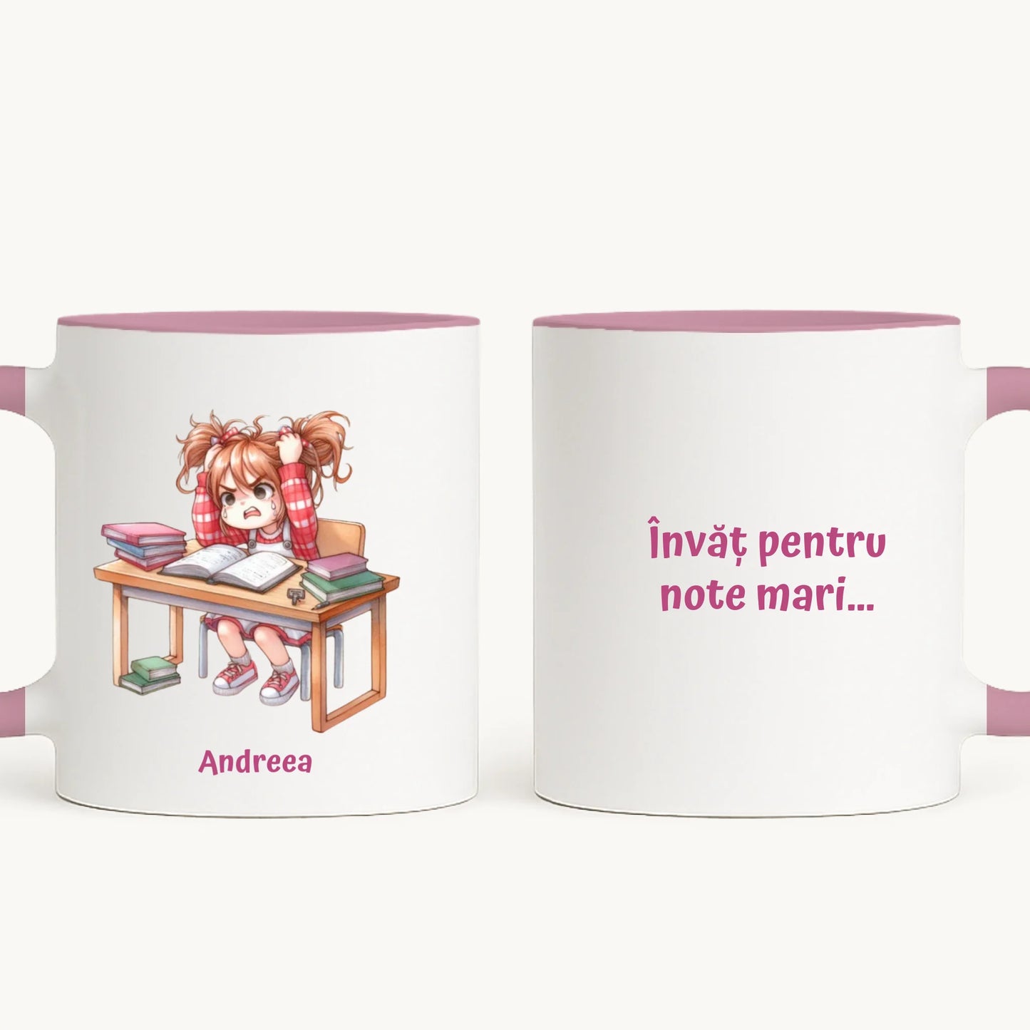 Cană funny – Învăț pentru note mari - personalizată