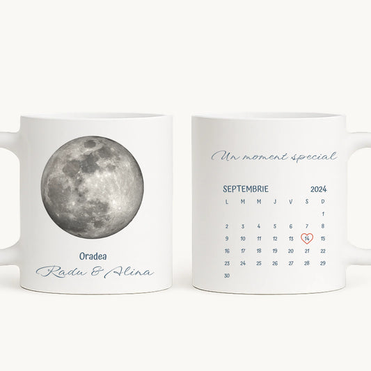 Momente sub lună 🌕 – cană personalizată (lună argintie)