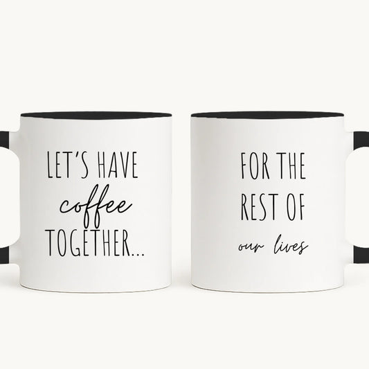 Cafeaua se bea în doi - cană personalizată