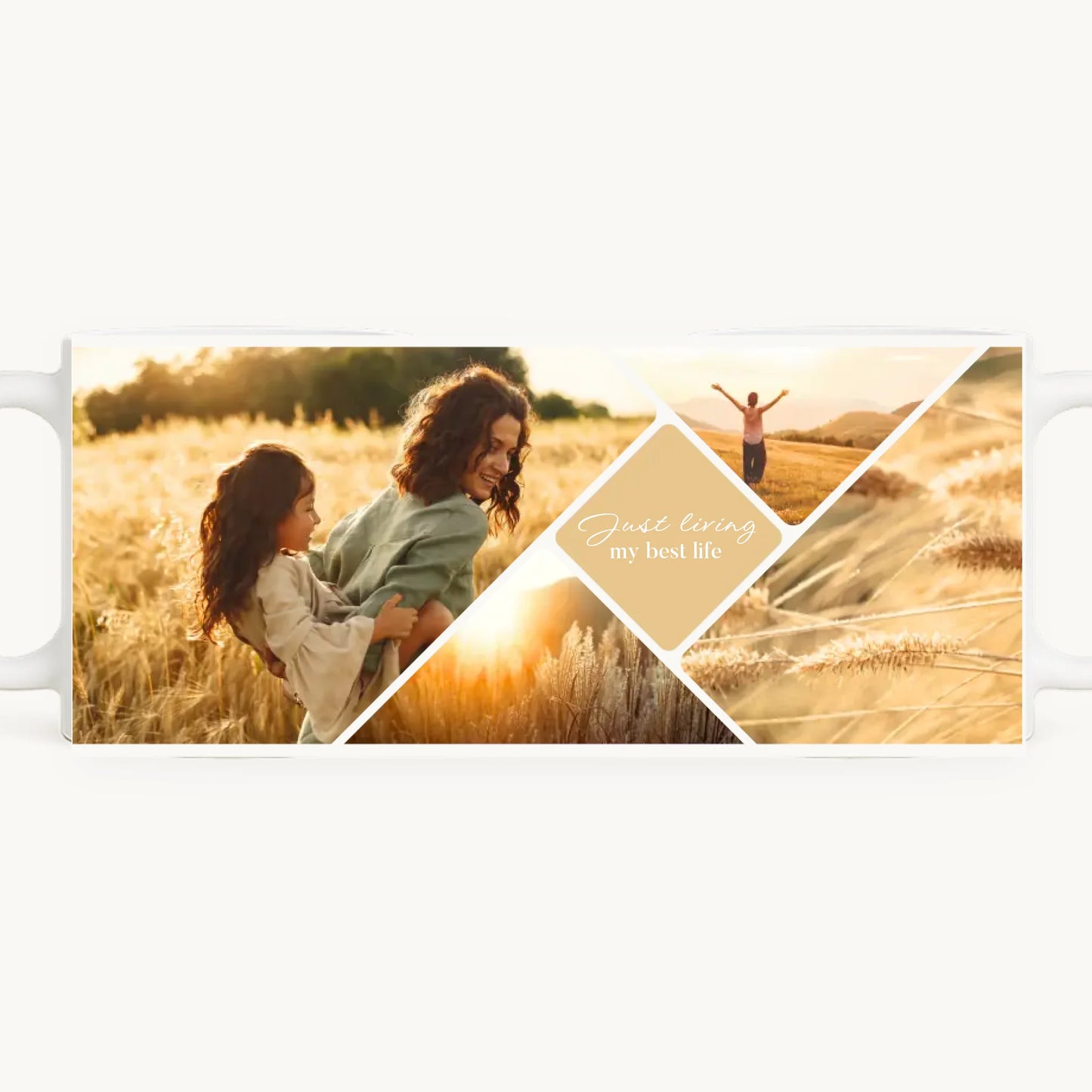 Cană personalizată „Momente de aur” – colaj foto cu 4 imagini