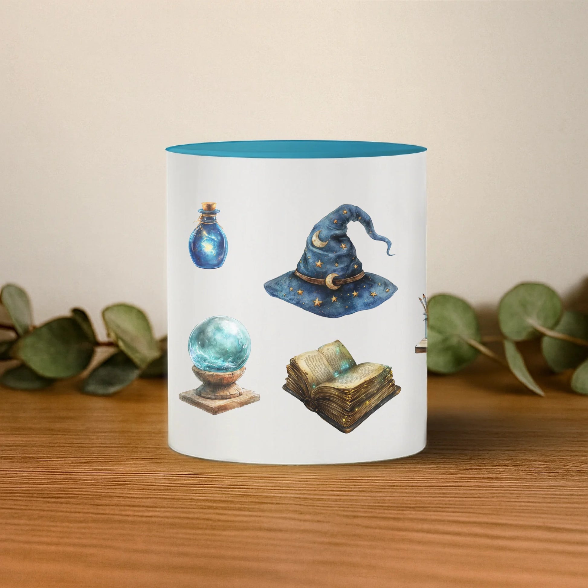 cana cu interior si toarta albastra mijloc base