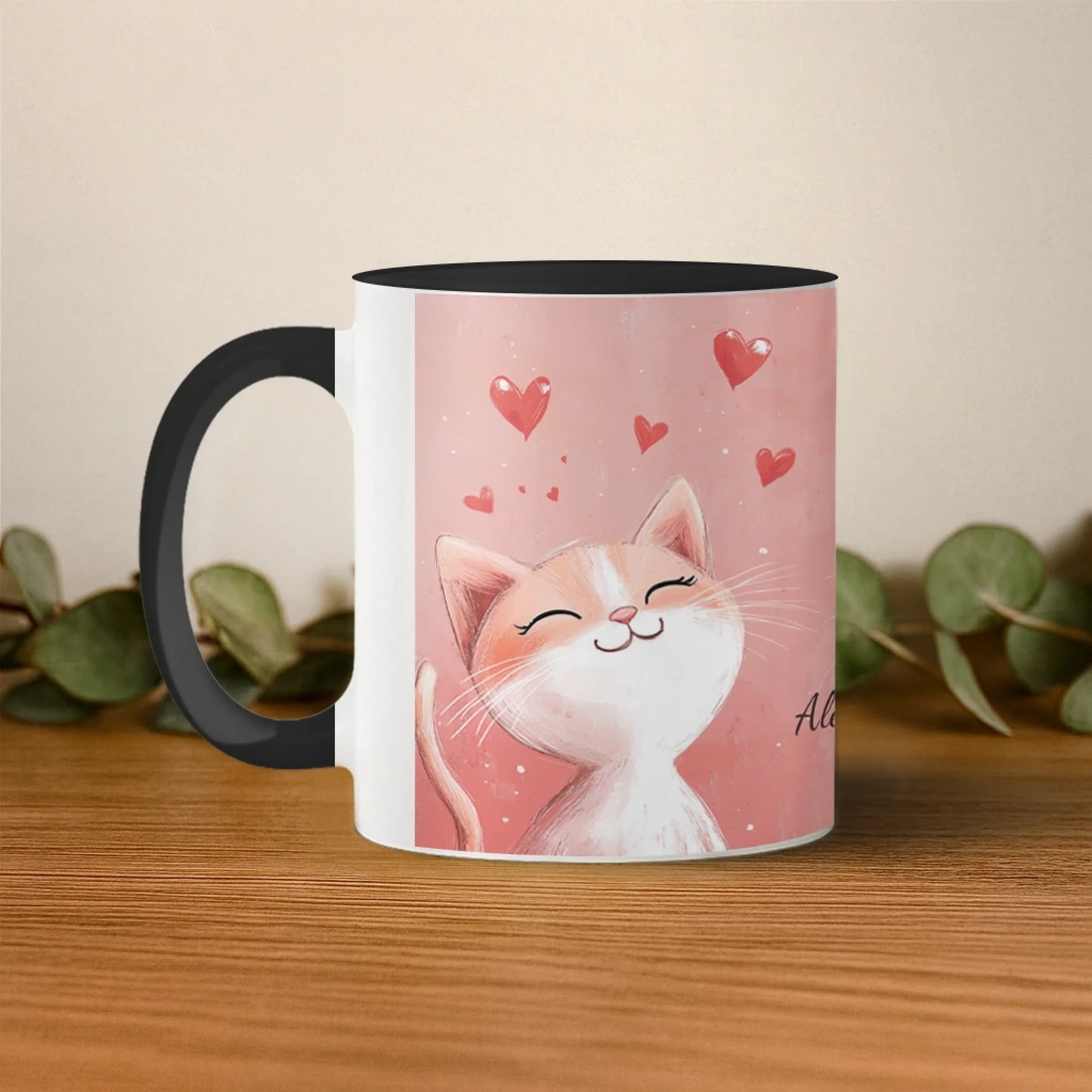 pisica iubitoare toarta stanga mockup negru