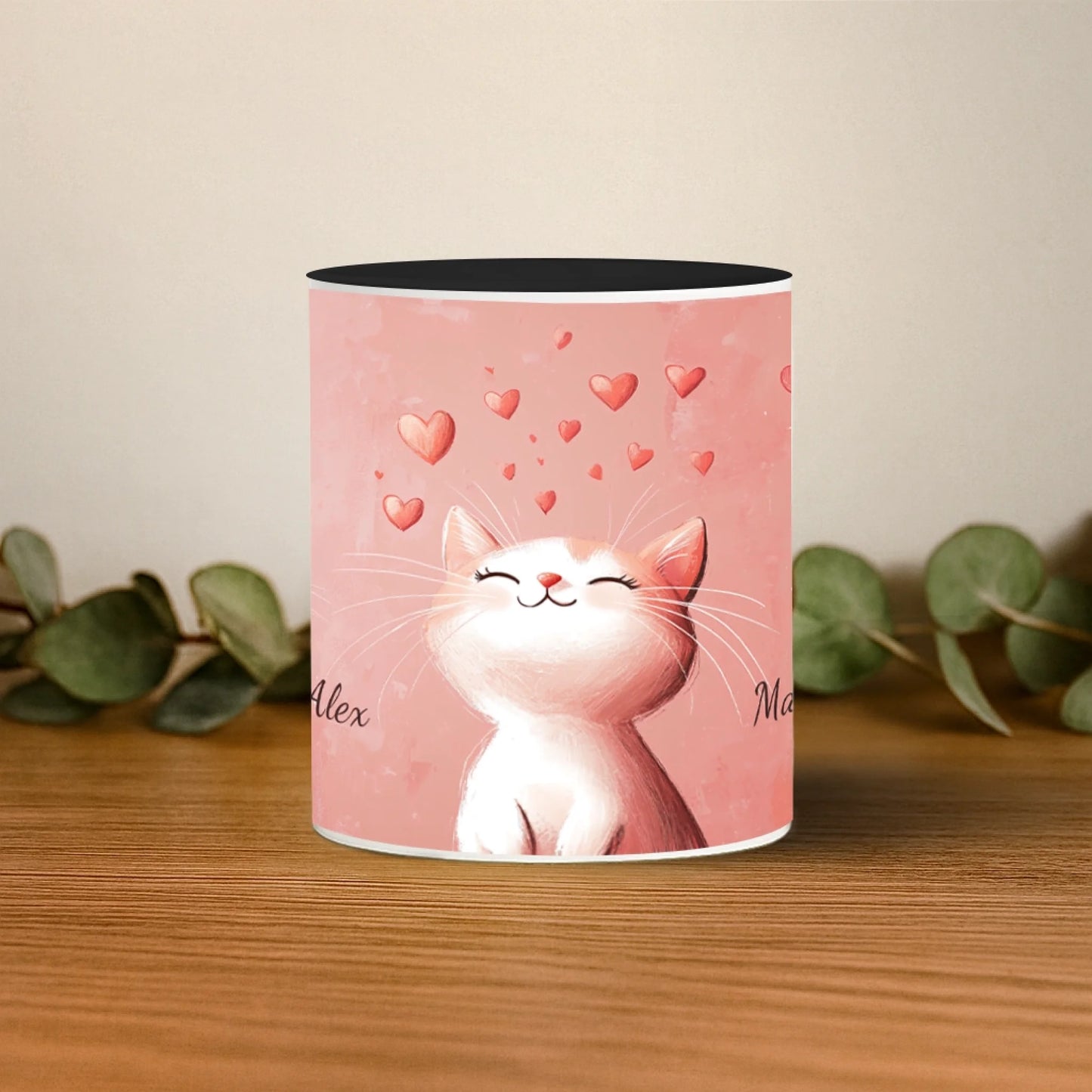 pisica iubitoare toarta mijloc mockup negru