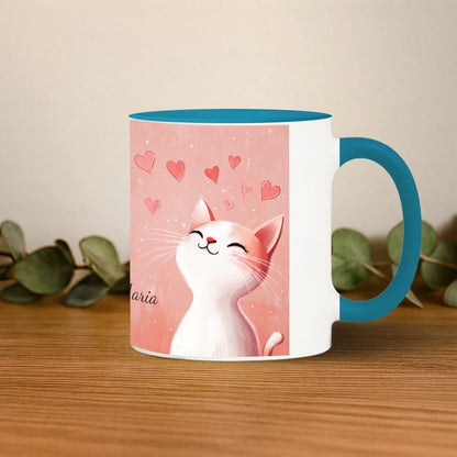 pisica iubitoare toarta dreapta mockup albastru