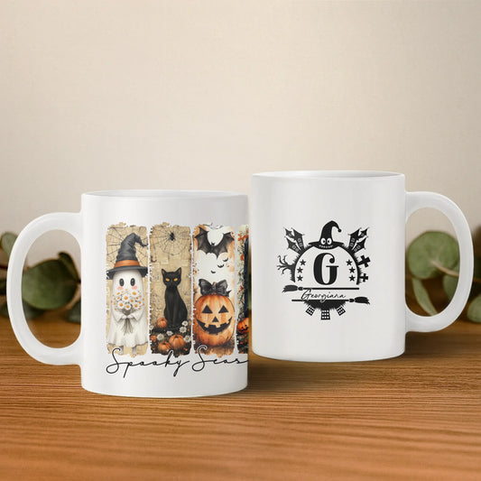 Cană personalizată „Sezonul spooky” – inițială & nume
