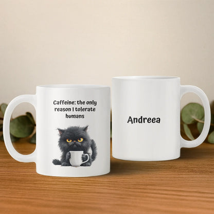 Cană personalizată – Powered by coffee & cats
