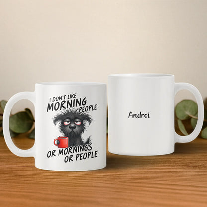 Cană personalizată cu câine morocănos - Cafeaua de dimineață