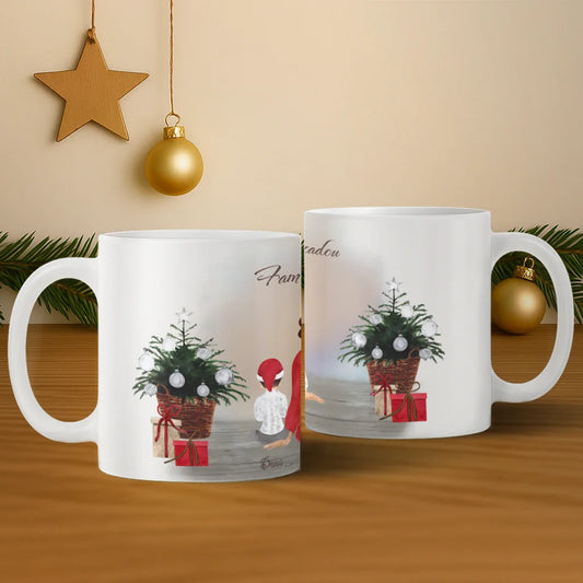 Cană personalizată „Crăciun în familie” - cu familia ta în decor de Crăciun