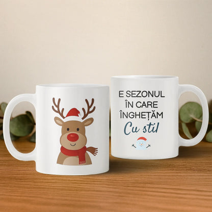 Cana de Sărbători cu Ren & Mesaj Amuzant