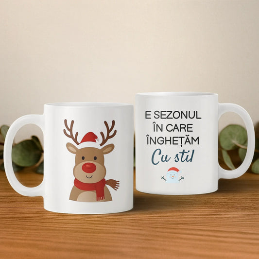 Cana de Sărbători cu Ren & Mesaj Amuzant