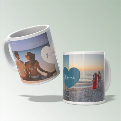 Cană personalizată - Amintiri din vacanță cu 2 poze