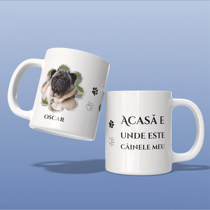 Cană personalizată cu poza câinelui tău și mesaj