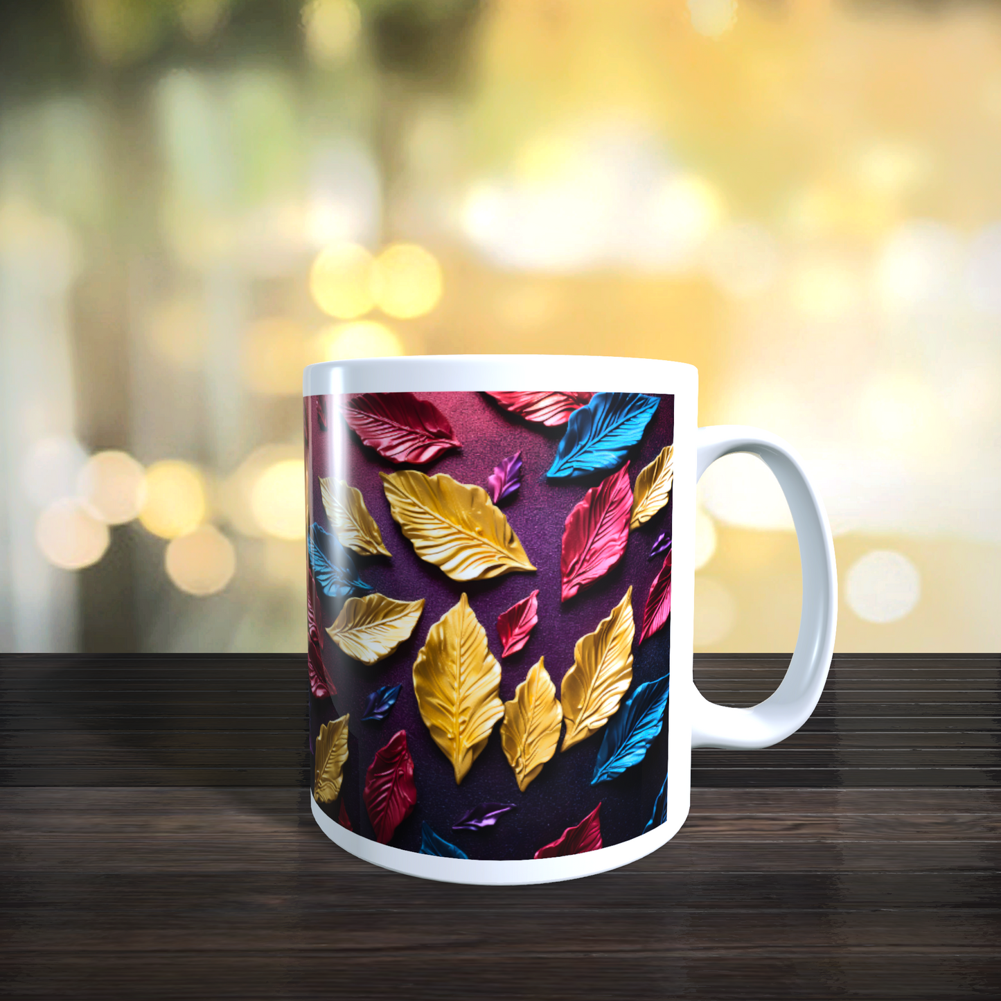 Cană ceramică personalizată „Culorile toamnei” – 330 ml, albă