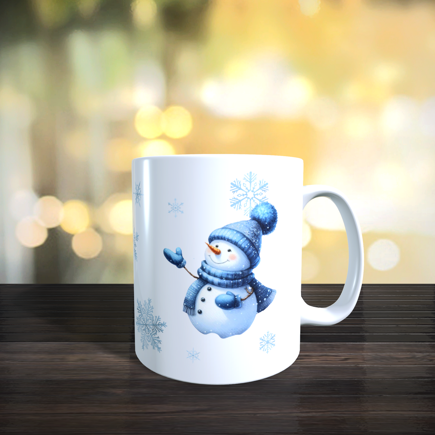 Cană ceramică personalizată „Omuletul de zăpadă și prietenii lui” – 330 ml