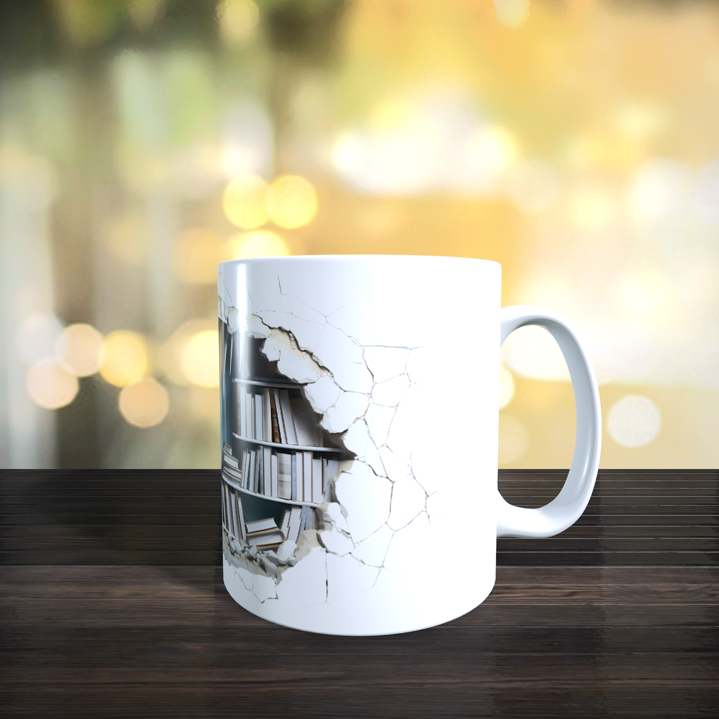 Cană ceramică personalizată „Haosul din bibliotecă” – 330 ml, albă